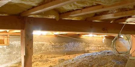 under floor joists ready for sealing